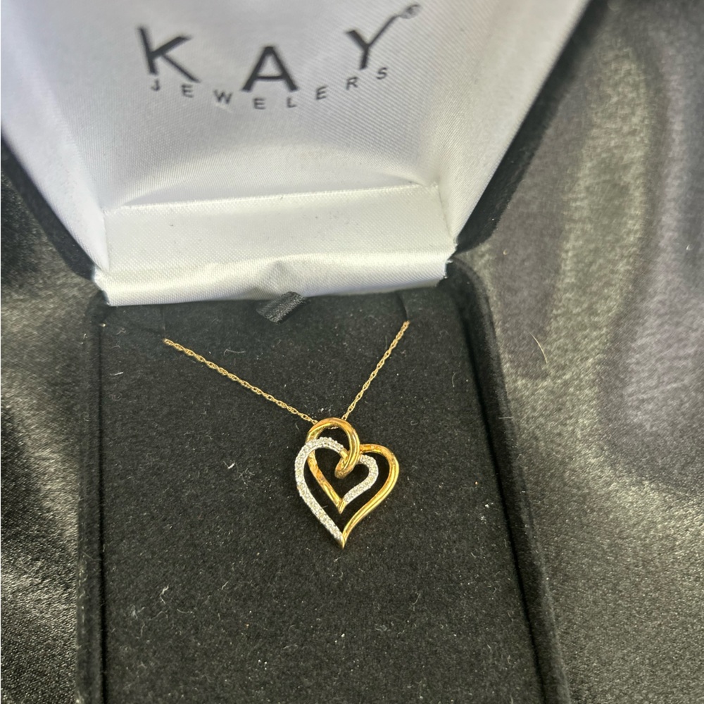 Kay Jewelers Gold and Silver Open Heart Necklace